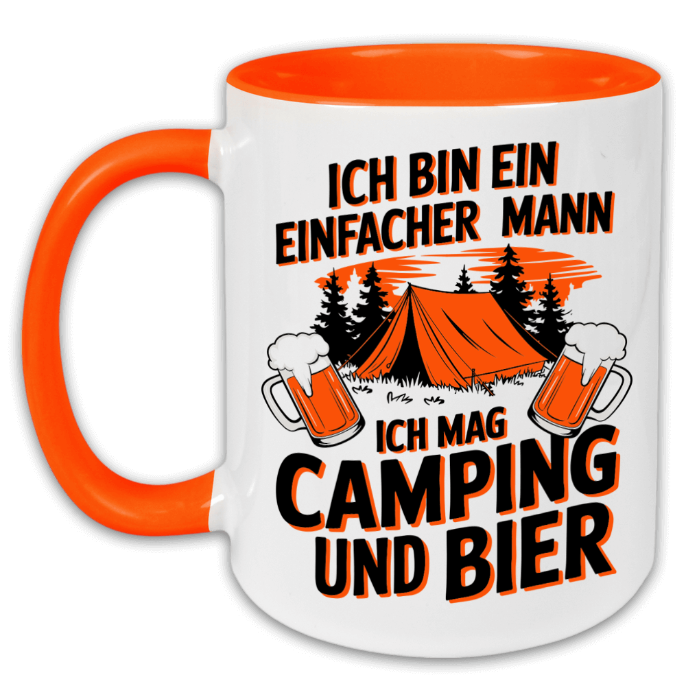 „Ich bin ein einfacher Mann, ich mag Camping und Bier" Tasse
