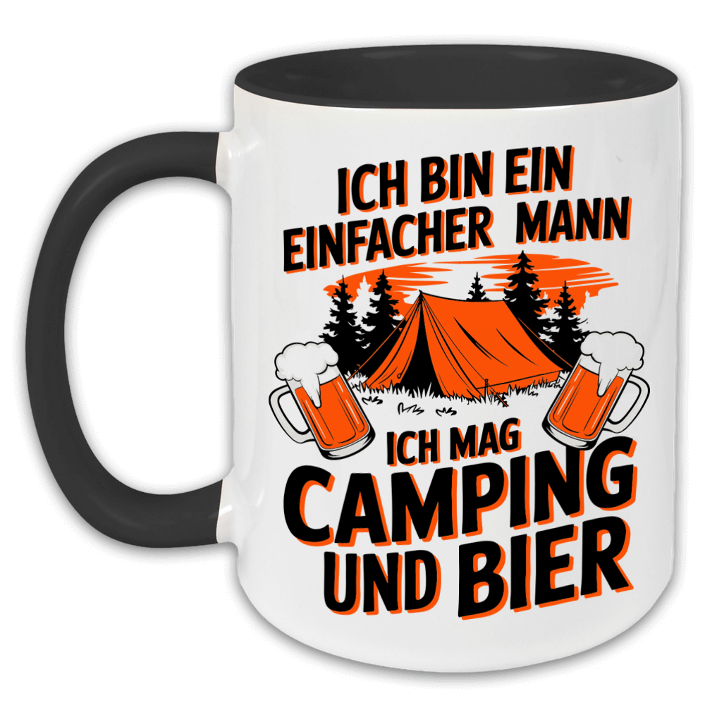 „Ich bin ein einfacher Mann, ich mag Camping und Bier" Tasse