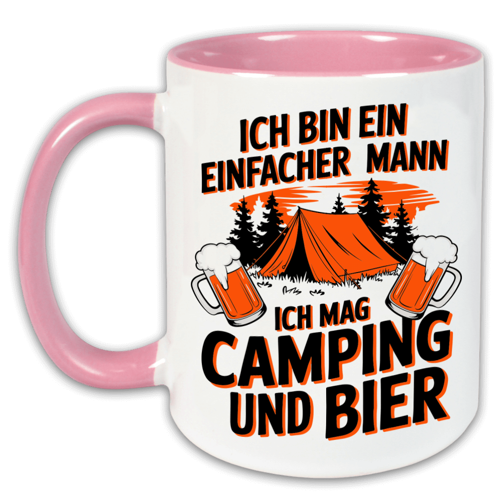 „Ich bin ein einfacher Mann, ich mag Camping und Bier" Tasse