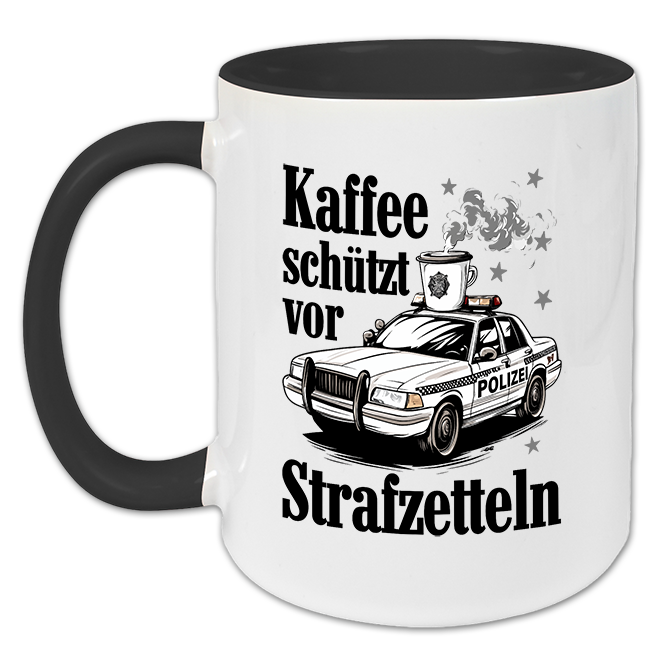 "Kaffee schützt vor Strafzetteln" Tasse
