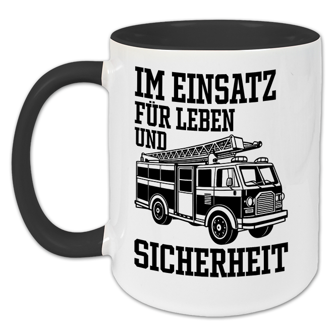 "Im Einsatz für Leben und Sicherheit" Tasse