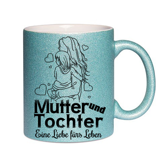 "Mutter und Tochter" Glitzertasse