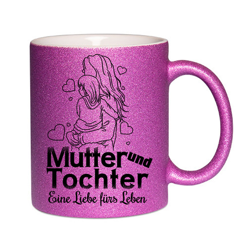 "Mutter und Tochter" Glitzertasse