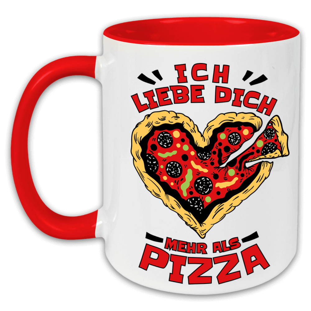 "Ich liebe dich mehr als Pizza" Tasse