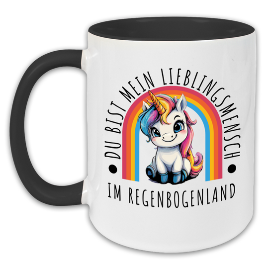 "Du bist mein Lieblingmensch im Regenbogenland" Tasse