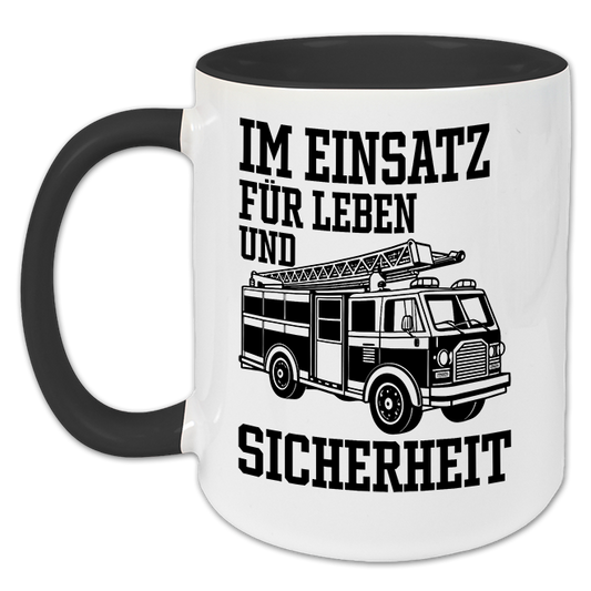 "Im Einsatz für Leben und Sicherheit" Tasse