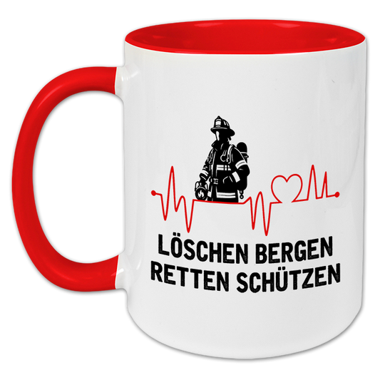"Löschen Bergen Retten Schützen" Tasse
