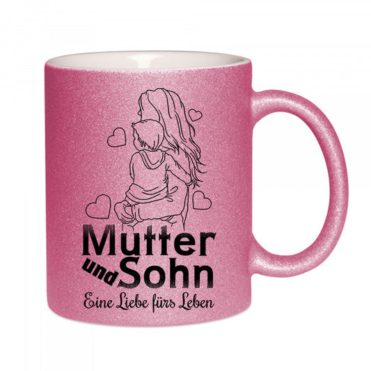 "Mutter und Sohn" Glitzertasse
