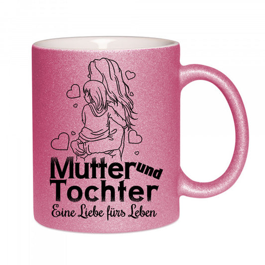 "Mutter und Tochter" Glitzertasse